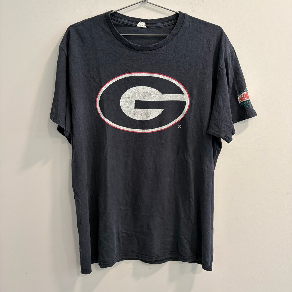 Georgia Bulldogs Mens Graphic T-Shirt Papa Johns Logo Black XL NCAA Football